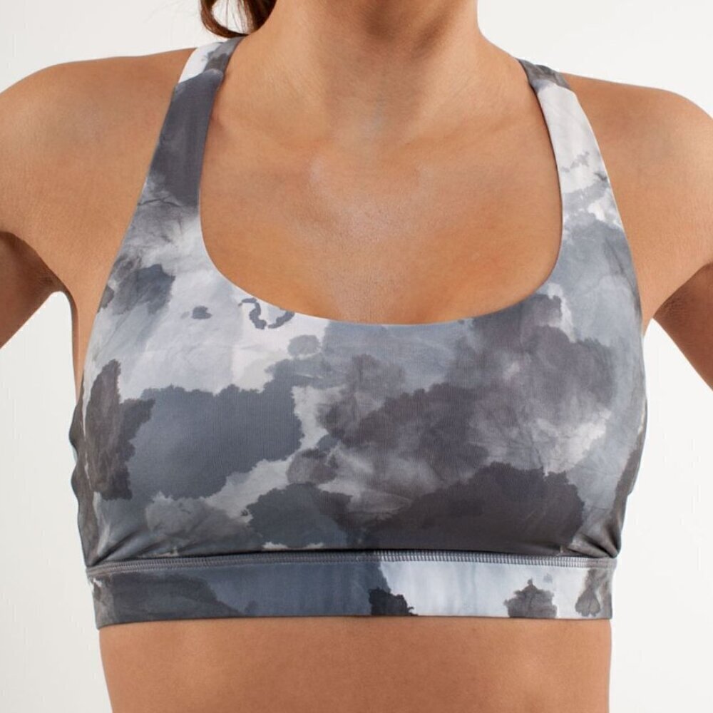 Lululemon Energy Bra - 8 White Coal Tinted Canvas Super